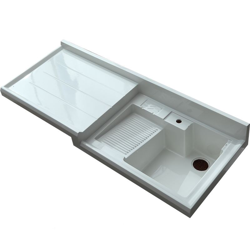 阳台洗衣池台盆槽带搓衣板一体石英石台面滚筒洗衣机阳台柜定制 1.