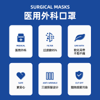 1000只装]马应龙医药医用外科口罩10只/袋*100包 灭菌 医用外科一次性成人口罩防飞沫