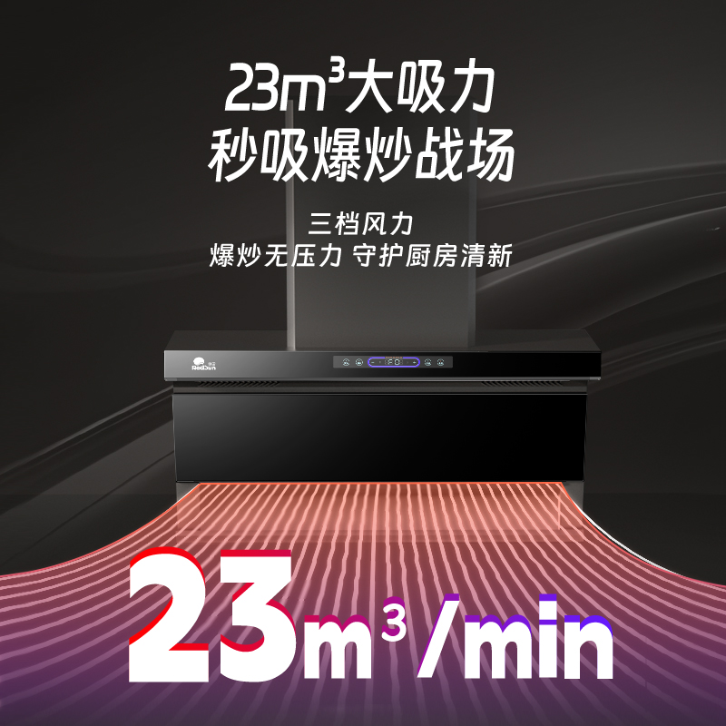 红日(RedSun)顶侧双吸LEU29H烟灶套装 23立方大吸力 强风压不倒灌LEU29H+EX28B 液化气高清大图