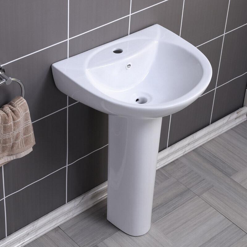 陶瓷立柱式洗脸盆简约洗手盆家用卫生间阳台浴室洗漱落地一体面盆安心