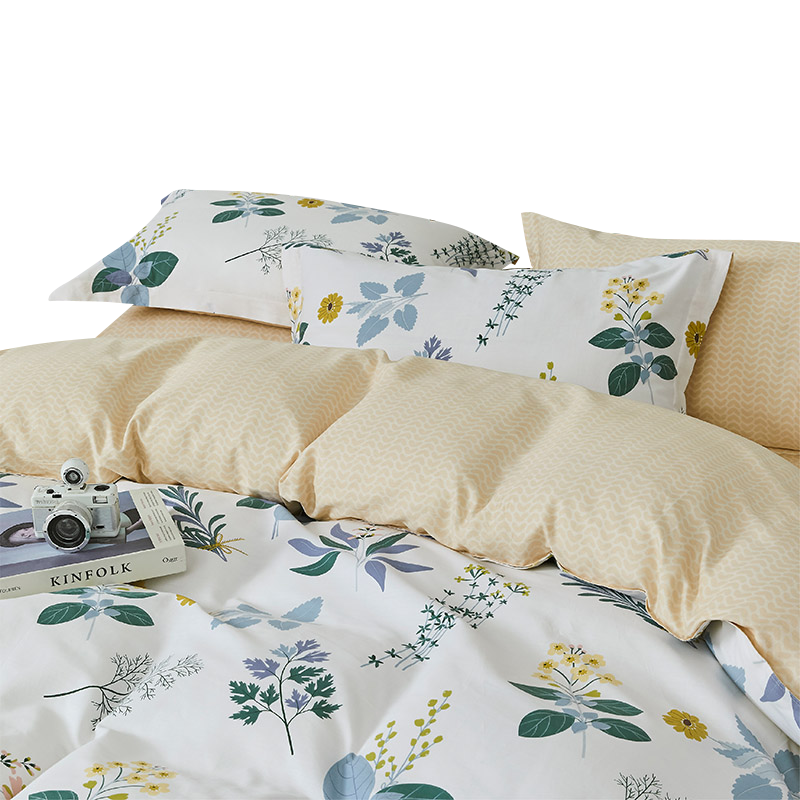 若叶之季 LT-TJ02 200*230cm 全棉活性印花四件套(计价单位:套)植物印花高清大图