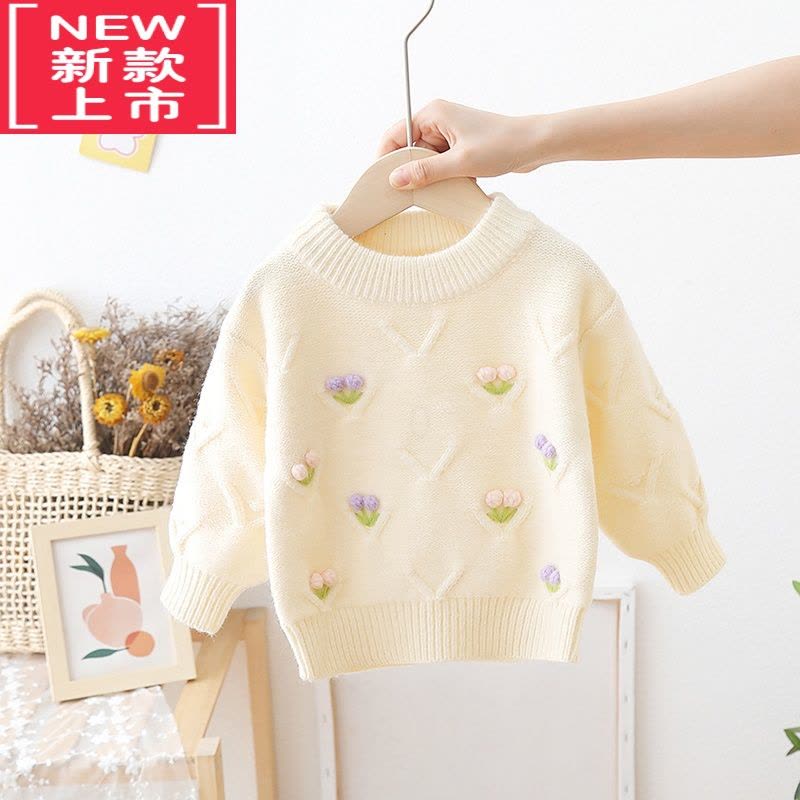 可莉允女宝宝秋冬套头毛衣女童甜美洋气外穿针织衫小女孩打底加绒毛线衣图片