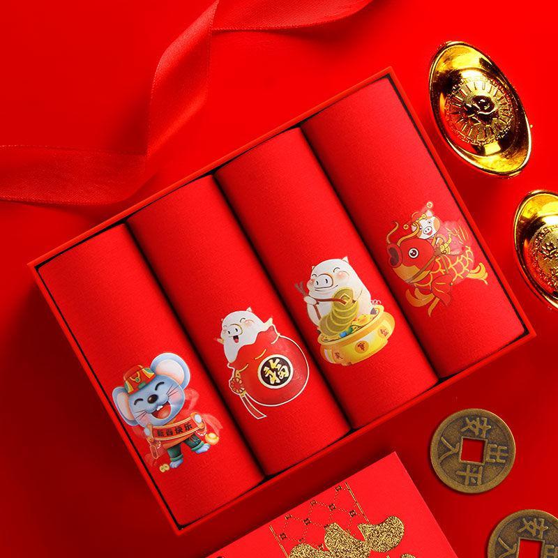 2条4条本命年大红内裤男士内裤竹纤维透气四角平角裤串得起视频