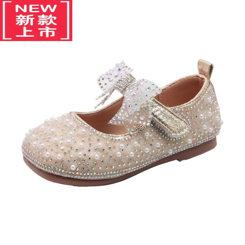 可莉允2022春秋季新款珍珠公主鞋舒适时尚童鞋淑女可爱休闲蝴蝶结儿童鞋运动休闲鞋图片