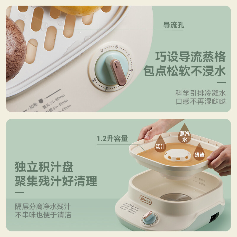 小熊(Bear)电蒸锅 蒸蛋器 蒸锅家用 电蒸笼迷你多功能早餐包子分体式电热煮锅可定时带积汁盘 6L DZG-C60Q8高清大图
