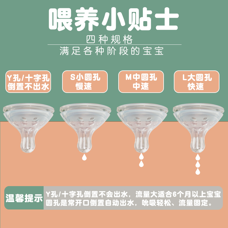 恒贝乐宽口径5厘米S孔食品级柔软硅胶奶嘴适合5厘米口径奶瓶使用高清大图