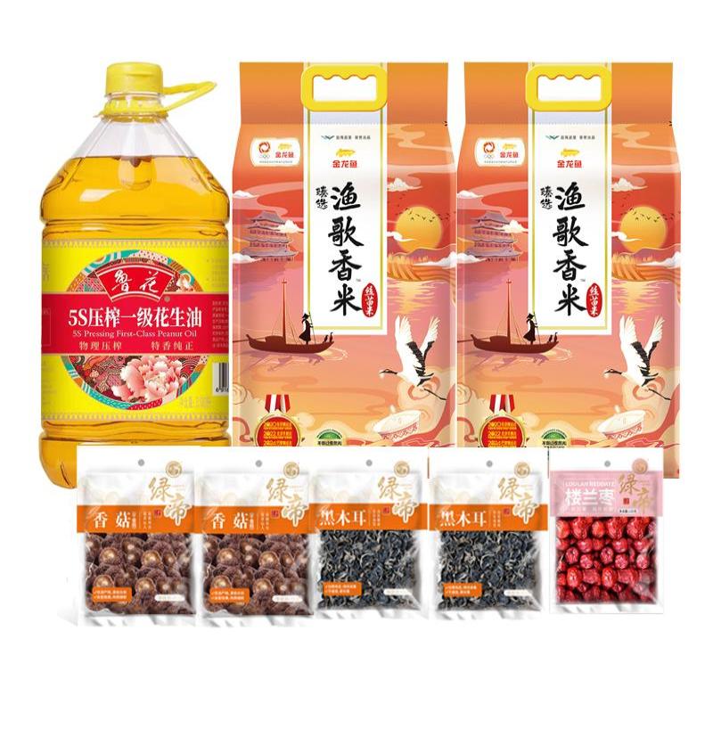 金龙鱼鲁花绿帝 粮油干货组合 10.215KG+3.08L 300元档高清大图