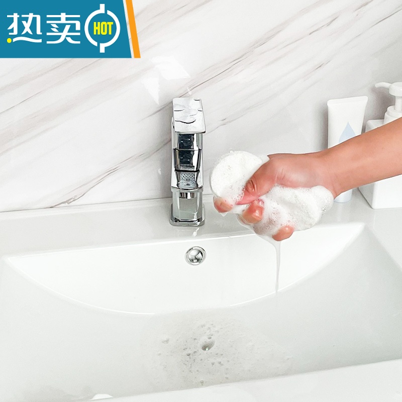 敬平浴缸刷卫生间长柄刷子清洁器浴室洗瓷砖刷厕所海绵地板刷厨房 白色 套装[1杆 5个替换芯]高清大图