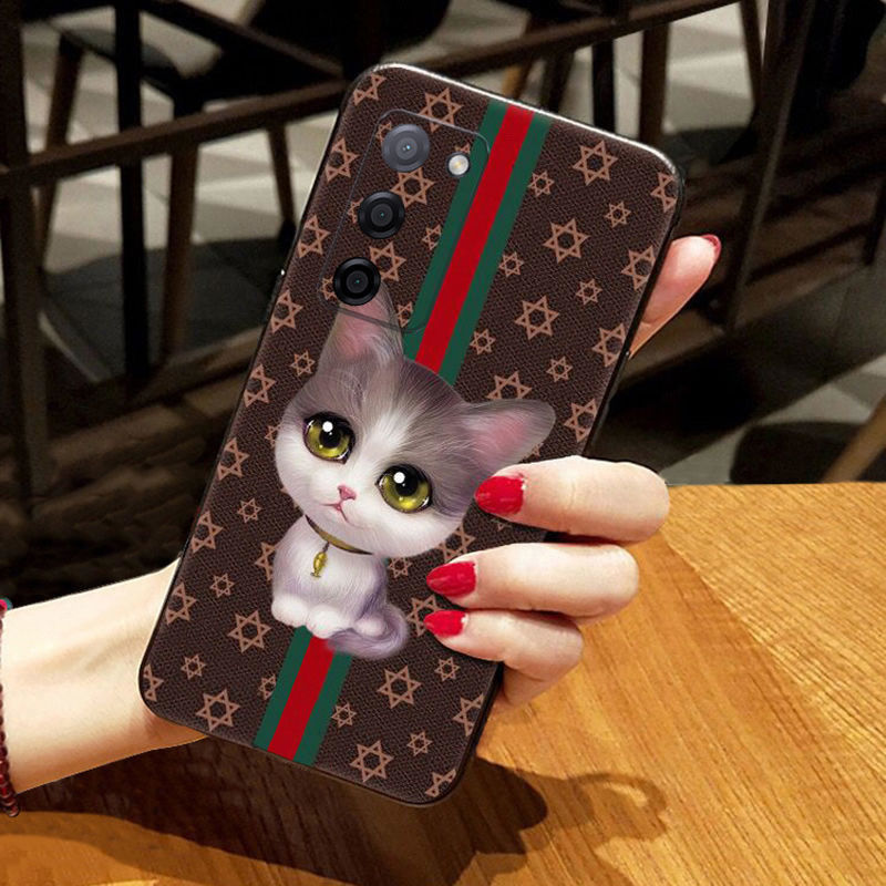 OPPO A55手机壳PEMM00防摔保护套腕带可爱卡通创意个性硅胶软超薄 腕带黑猫 OPPO A55单壳(无腕带)