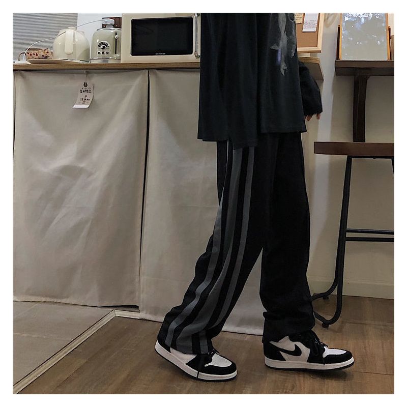 直筒裤女学生韩版宽松胖mm大码显瘦运动裤春夏休闲阔腿裤200斤