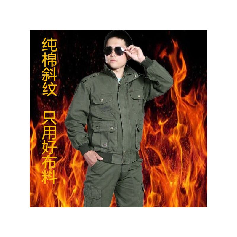 春秋季棉工装工作服套装男上衣裤子劳保服电焊服汽修服绣字印字