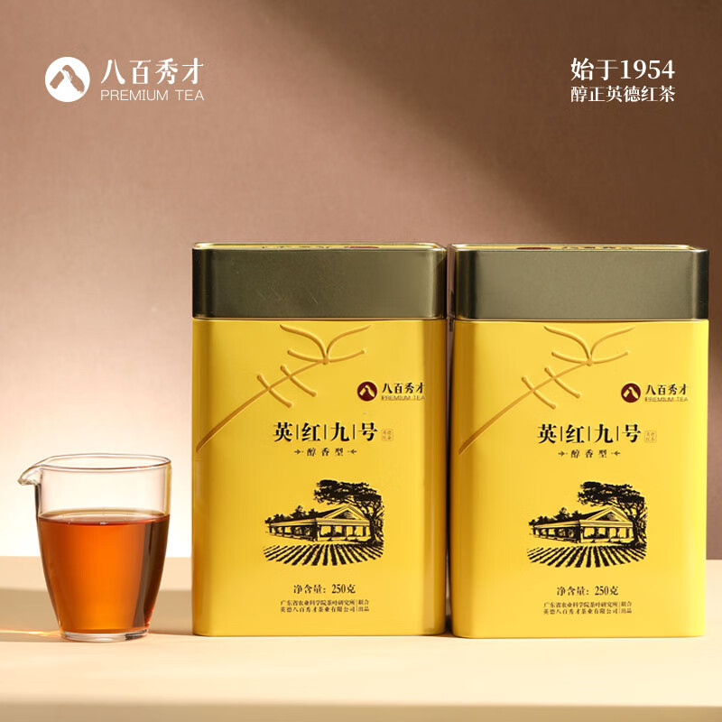 八百秀才 广东特产 英德红茶英红九号 茶叶礼盒送礼一级功夫茶醇香型 500g高清大图