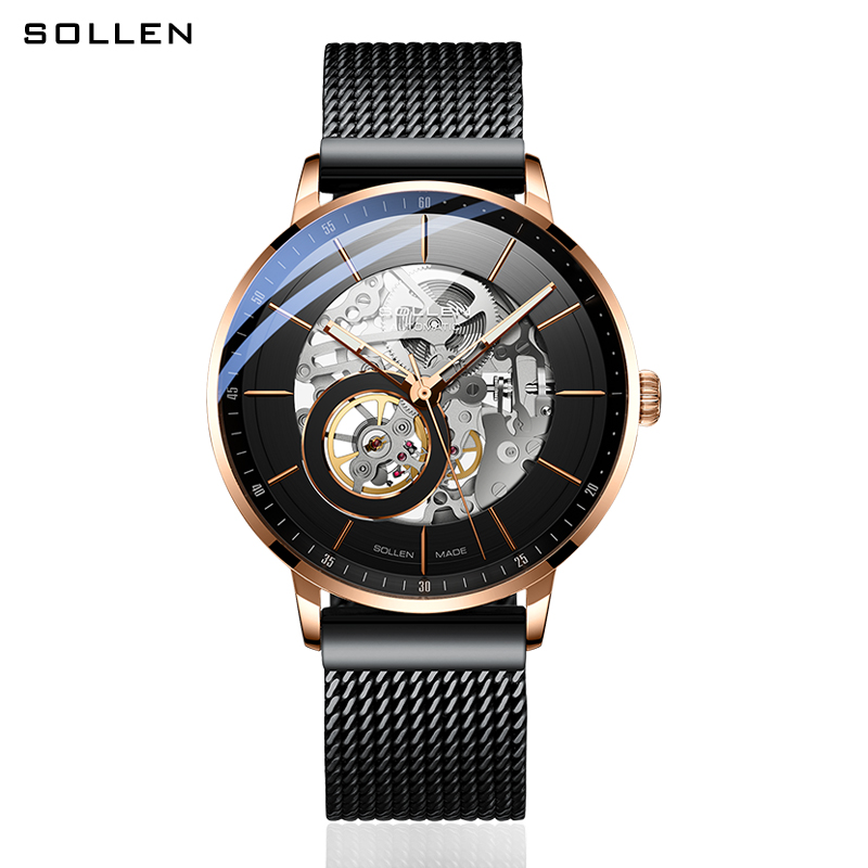 梭伦(SOLLEN)手表男正品自动机械表镂空男士手表防水时尚学生新款腕表SL316高清大图