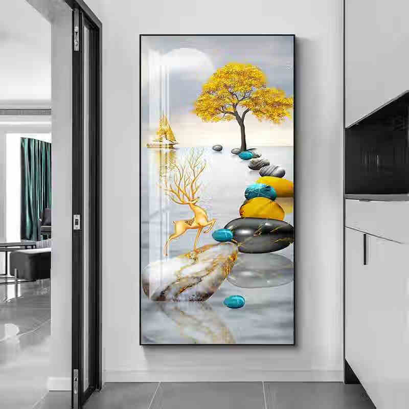 维诺亚入户玄关装饰画轻奢正门对面墙壁画简约玄幻走廊过道竖版挂画高清大图