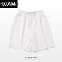 HLCOMAN美式潮牌休闲酒红色百搭运动短裤男个性街头纯色简约五分裤