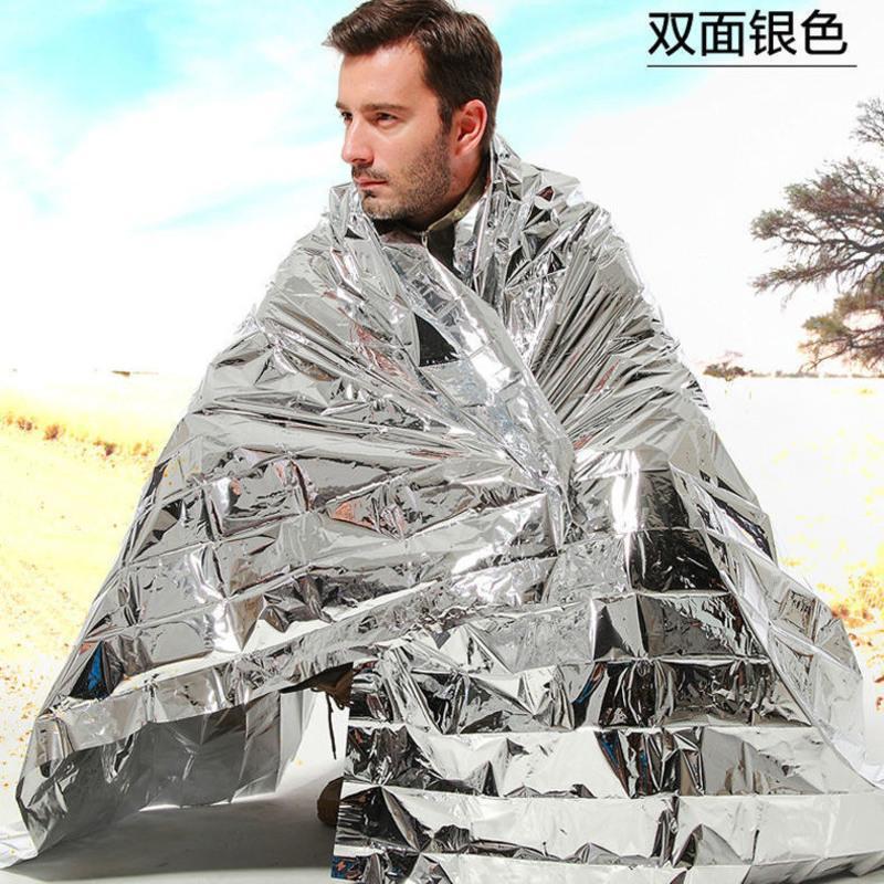 可重复使用应急睡袋保温帐篷户外救生毯急救毯保温毯保暖布防晒毯 银色急救毯(规格210*160CM)