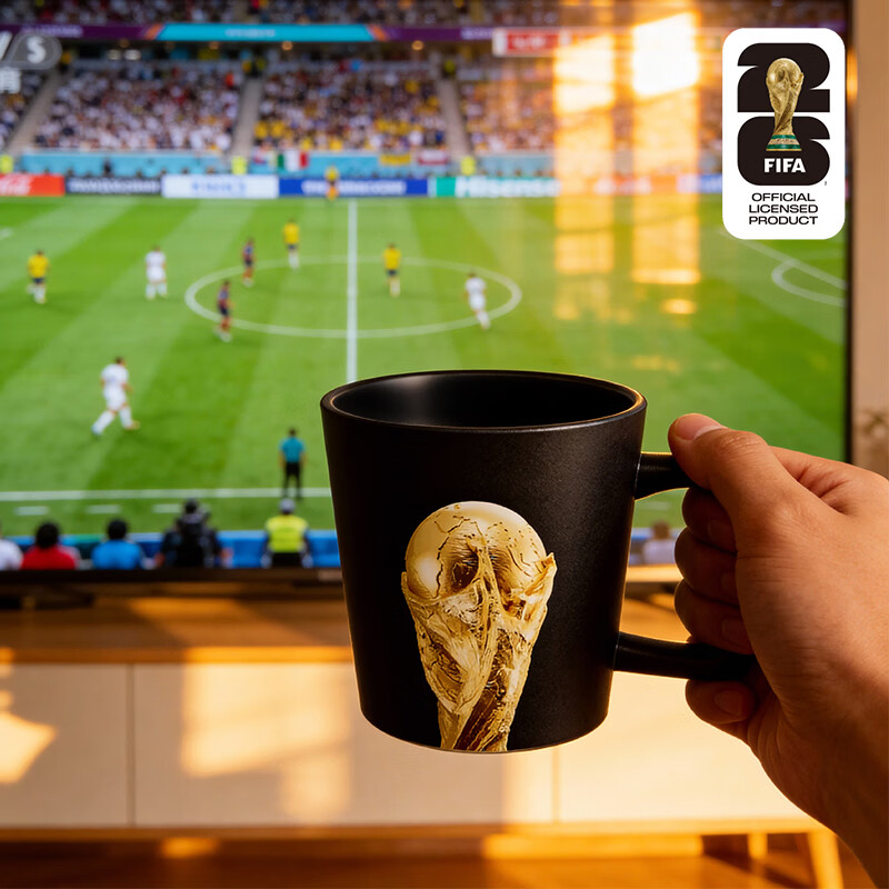 FIFA国际足联美加墨2026世界杯纪念品大力神杯马克杯390ml黑色正品带防伪码高清大图