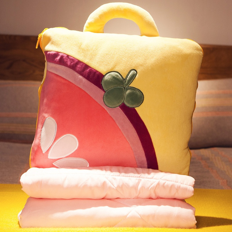 敬平可爱车载折叠抱枕被子两用午睡小枕头汽车办公室靠枕靠垫车内山竹