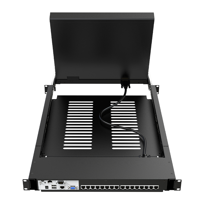 迈拓维矩MT-1716MS-IP 带17寸LED屏远程IP控制数字网口KVM切换器主机16进1出网线延长100米高清大图