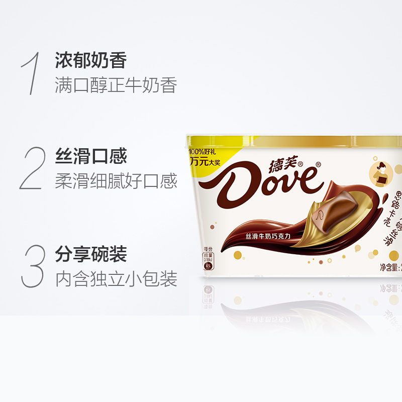 德芙(DOVE)巧克力碗装丝滑牛奶巧克力252g零食情人节礼物高清大图