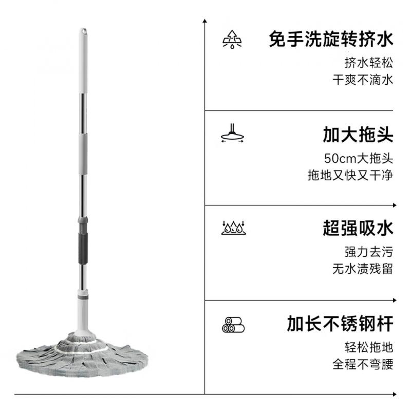 五月花拧水拖把大尺寸50CM*1布免手洗家用吸水布条款拖布懒人墩布