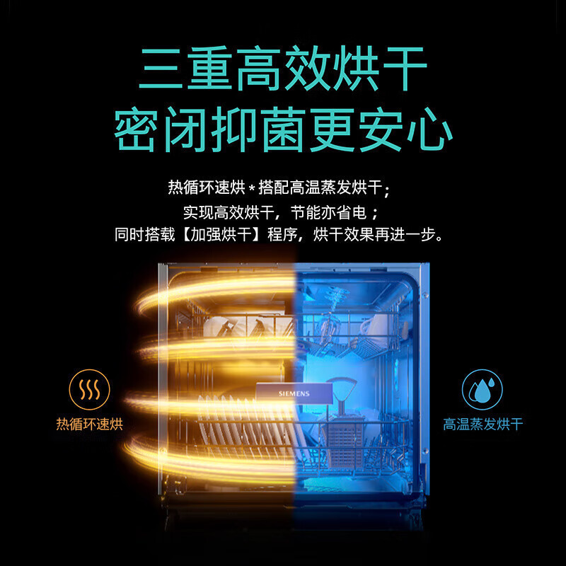 西门子SJ23HB66KC[无缝一体不锈钢内腔]14套大容量独嵌两用洗碗机嵌入式独立式家用高清大图