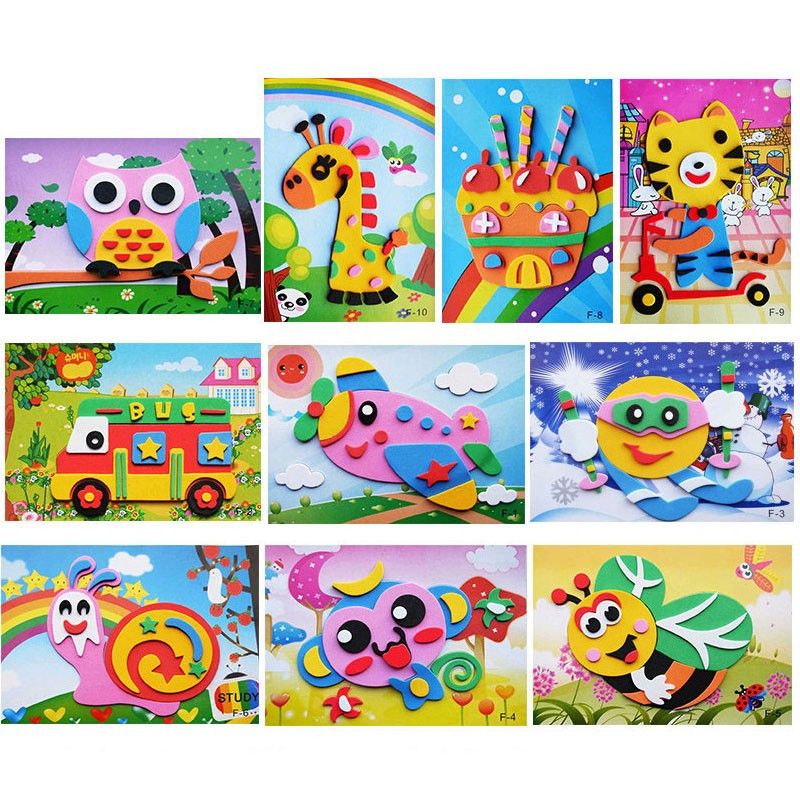 儿童eva贴画幼儿园手工制作材料儿童玩具diy3d立体贴纸20张不重复2