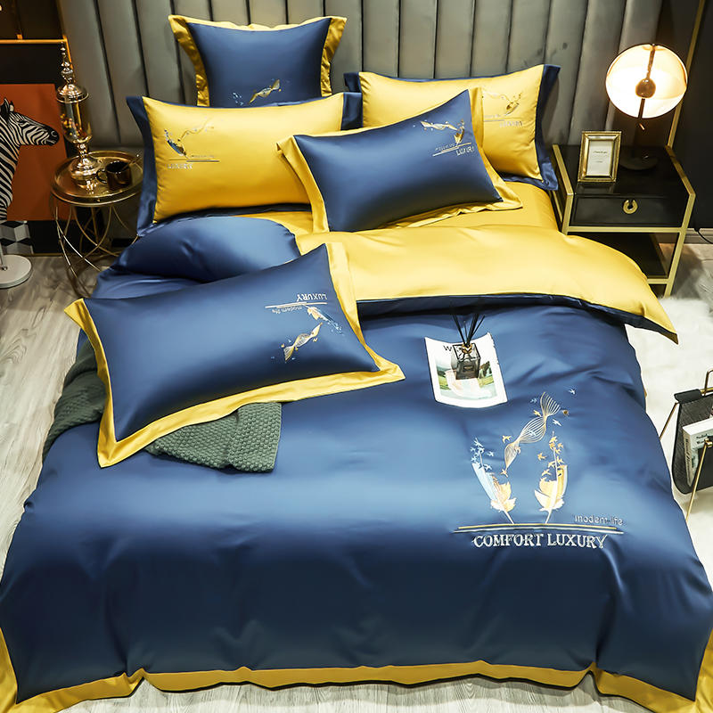 比韩 四件套花色可定制60S长绒棉款 2.0m床单款 套高清大图