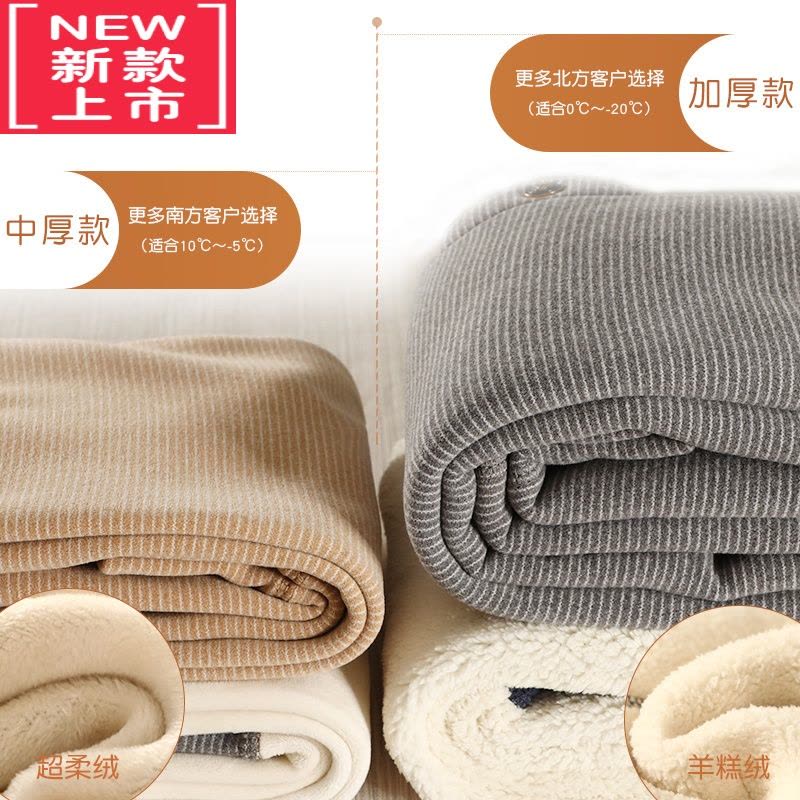 可莉允秋冬男童保暖裤子一体加绒加厚秋裤女童高腰内穿中大德绒儿童棉裤图片