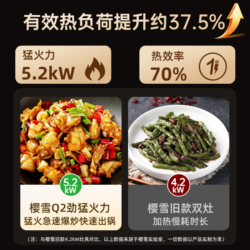 樱雪INSE燃气灶液化气 双灶具 家用5.0kW猛火灶灶台嵌两用 70%高热效 可调节底盘Q2高清大图