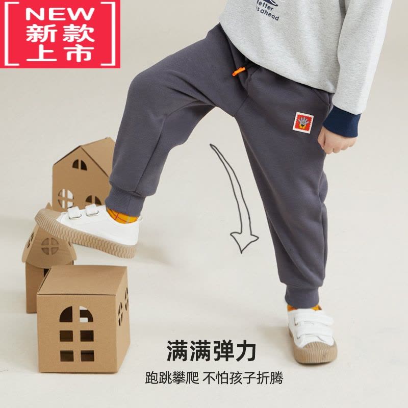 可莉允儿童休闲加绒保暖卫裤2022秋季新款男宝宝运动休闲长裤潮保暖裤图片