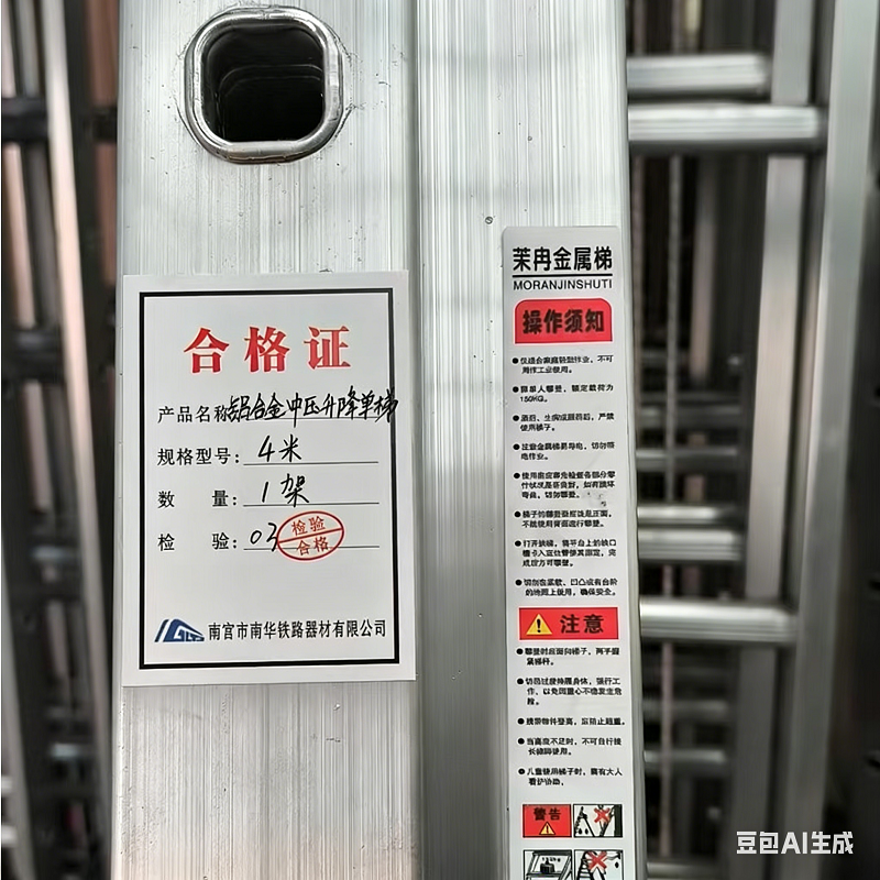 茉冉 铝合金冲压升降单梯 4米/架高清大图