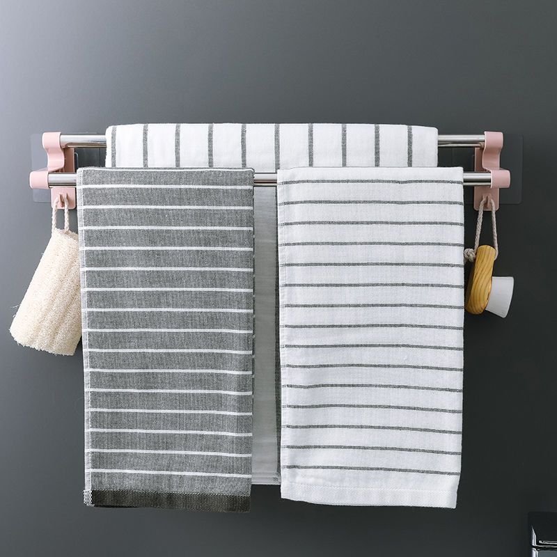 创意双杆毛巾架浴室免打孔毛巾杆卫生间浴巾架毛巾挂架厨房抹布架