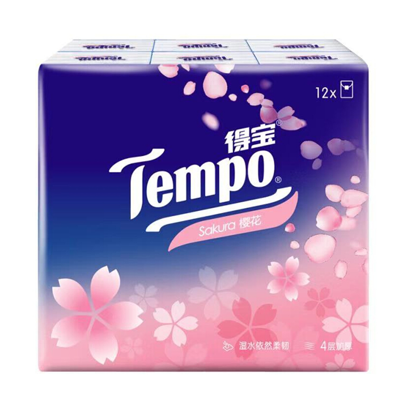 得宝(Tempo) 手帕纸 迷你4层7张*12包(樱花味)