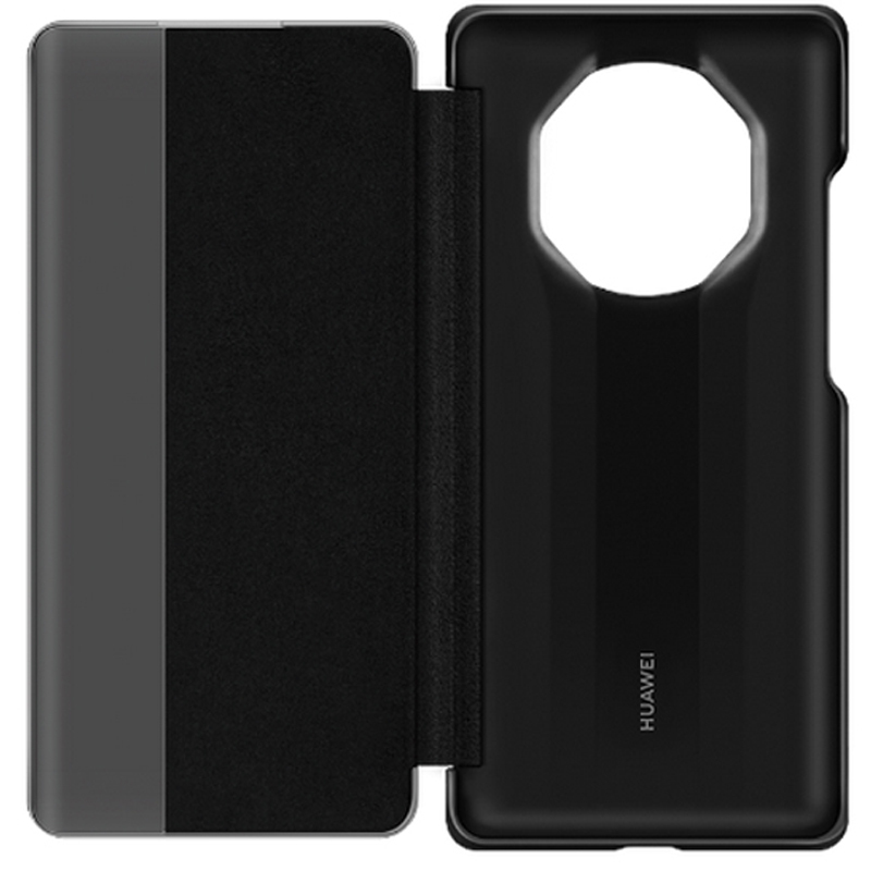 华为(HUAWEI) Mate40 RS保时捷设计智能视窗手机壳保护套防摔全包手机套商务皮夹皮套真皮(玄黑)