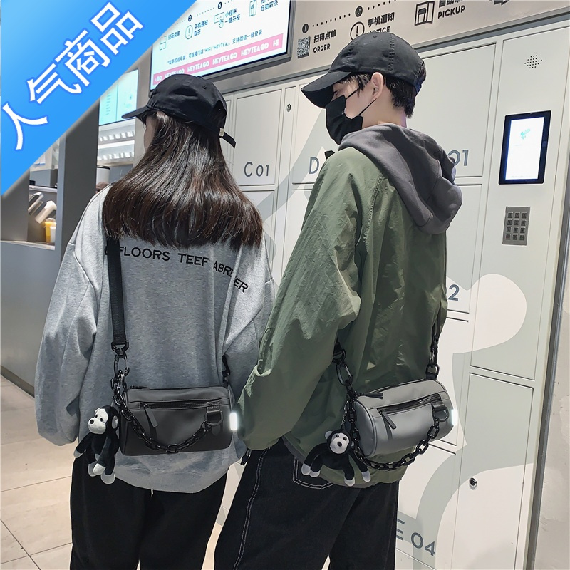 封后单肩包男ins潮酷小包时尚街头潮流青年休闲个性新款圆筒包斜挎包