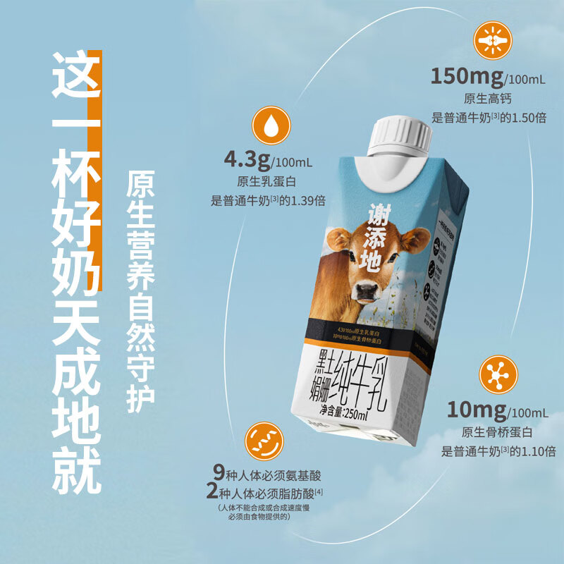 风行 谢添地黑土娟姗纯牛乳250mLx10盒箱高清大图