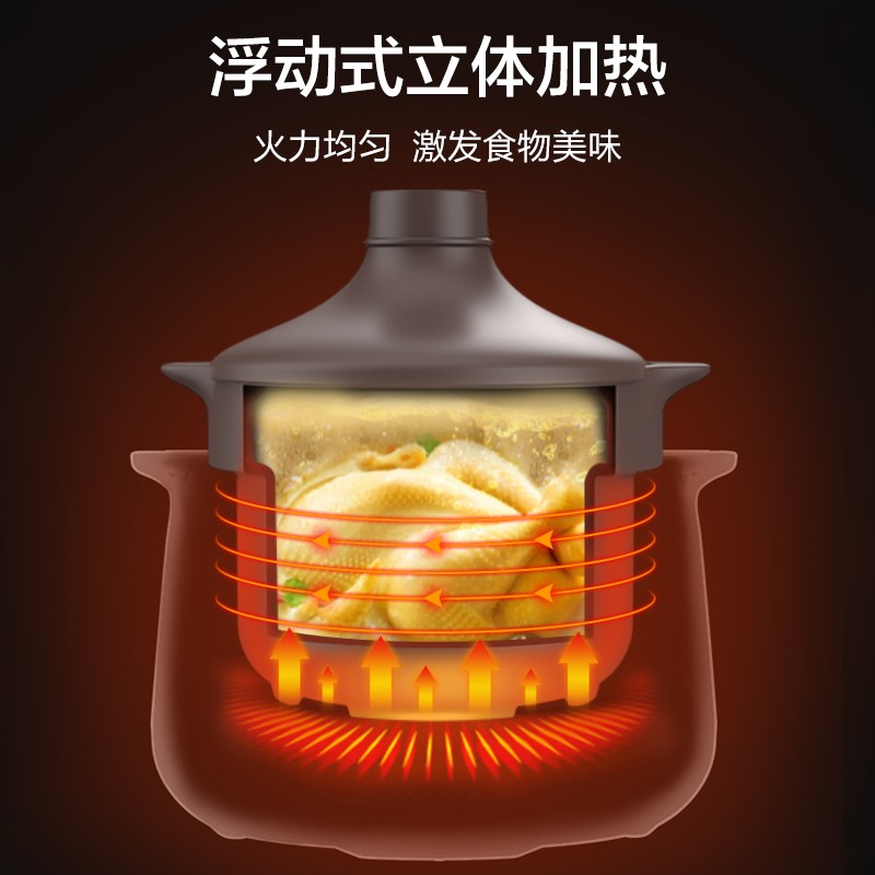 苏泊尔(SUPOR)电炖锅 电炖盅 电砂锅煲汤锅 炖汤锅 燕窝炖锅 紫砂锅 电汤锅 煮粥神器 5L DG50YC851高清大图