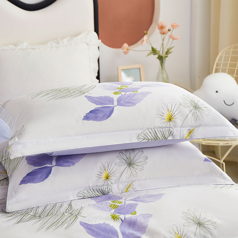 唐纳家纺 全棉四件套-云杉花叶 200*230CM- TN-KT24050高清大图