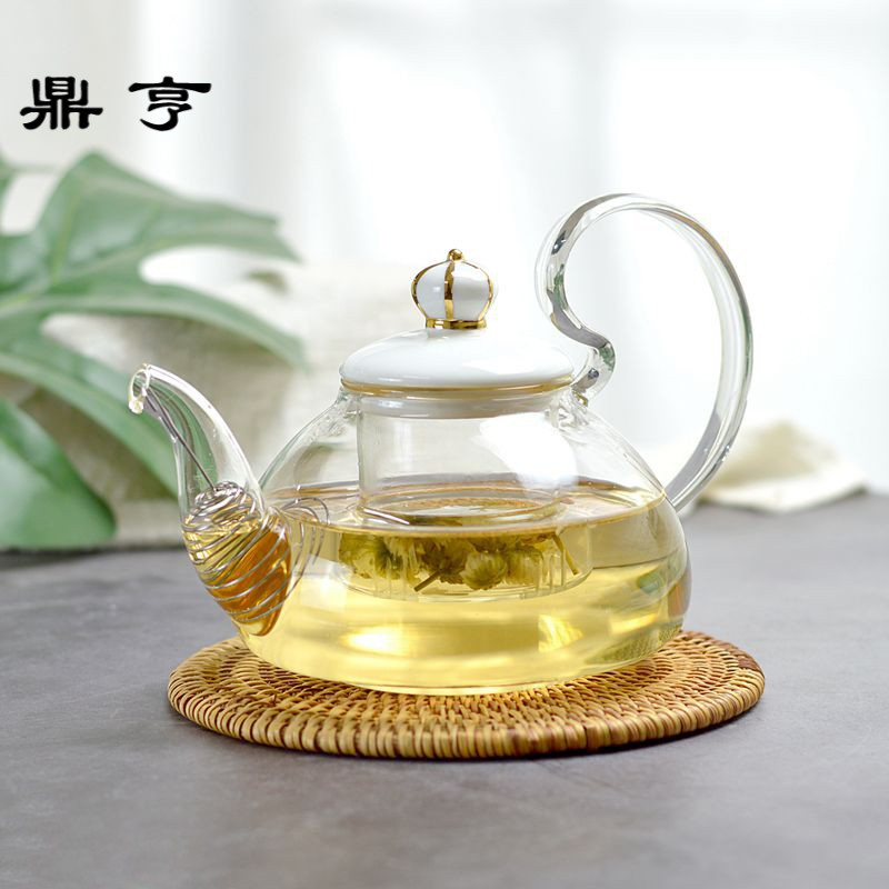 鼎亨北欧花茶壶煮水果茶壶套装陶瓷玻璃温茶炉红茶花茶具蜡烛可
