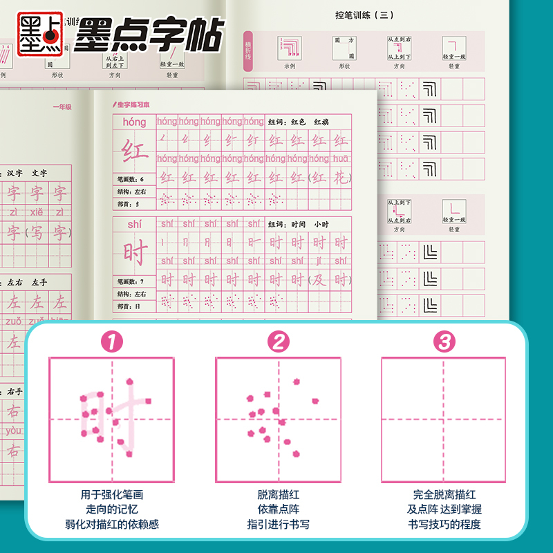 [2册装]二年级上下册 [正版]一年级字帖练字墨点字帖小学生语文二年级三年级人教版上册下册同步生字练习本每日一练硬笔书法