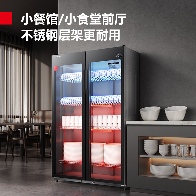 德玛仕DEMASHI商用消毒柜双开门立式大容量中温酒店餐厅饭店餐具茶杯碗柜 XDZ500-F3高清大图