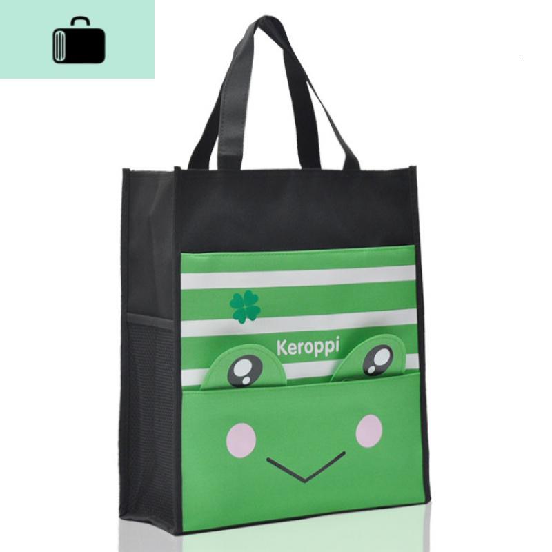 防水帆布补课包学习画画黑色小学生高中生书法四五年便携式手提袋NEWLAKE_194 黑+绿