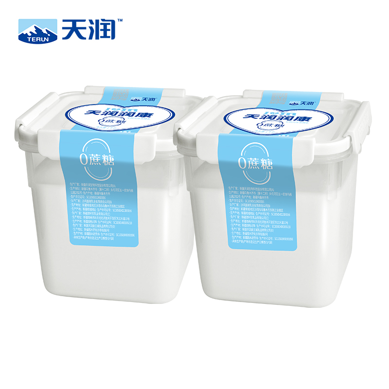 天润 润康0蔗糖酸奶大桶装1kg*2桶 方桶装全脂风味老酸奶水果捞顺丰发货高清大图