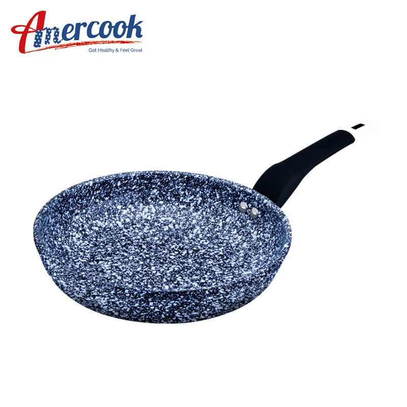 AMERCOOK雪花麦饭石煎锅不粘锅26cm 家用煎锅平底锅煎盘煎饼煎蛋锅煎牛排锅 多功能明火电磁炉通用锅具