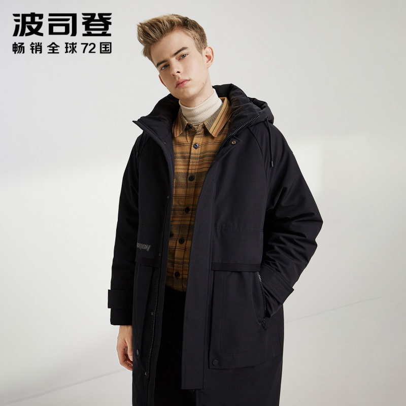 波司登男连帽中长羽绒服B90141355