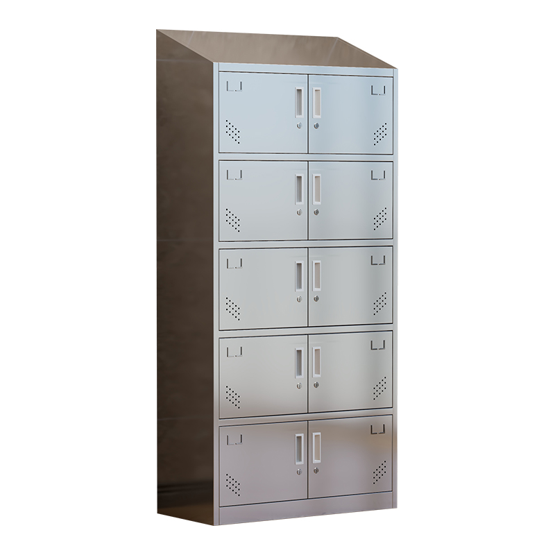 臻远 ZY4111411 201 不锈钢斜顶更衣柜员工宿舍储物柜 十门更衣柜