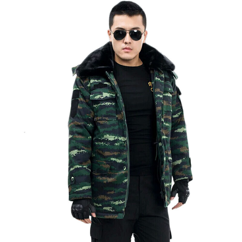 hoscene新式虎斑特战迷彩大衣秋冬季男女作训大衣军迷服饰防寒加厚