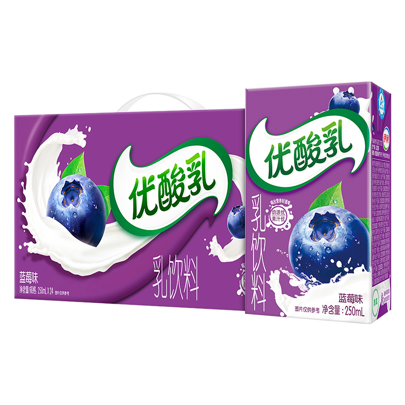 伊利优酸乳 蓝莓味乳饮料 250ml*24盒