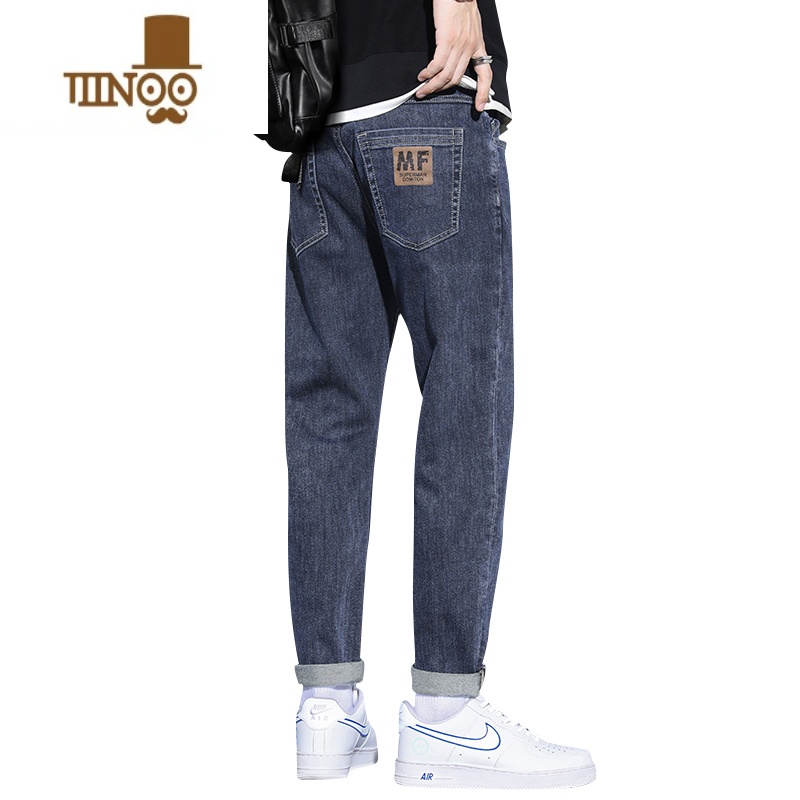 YANXU男士休闲牛仔裤直筒宽松夏季薄款九分男装2023新款男生长裤子高清大图